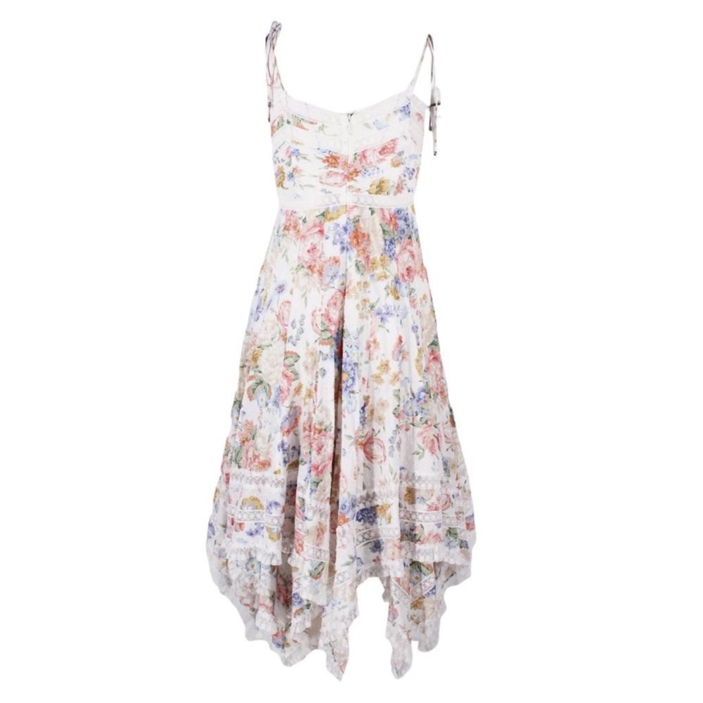Zimmermann Bowtie Pintuck Scarf Dress Floral - Picture 2 of 5